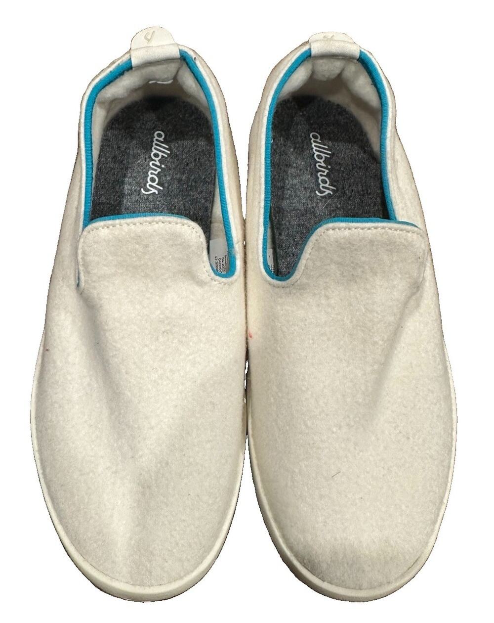 ⁠Allbirds Wool Lounger Slip On Shoes Cream White Blue Trim Youth 3 EU 36